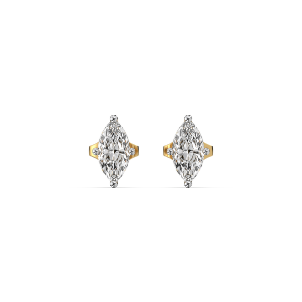 Luskon Astra Marquise Pure 14k Gold Lab Grown Diamond Solitaire Earrings