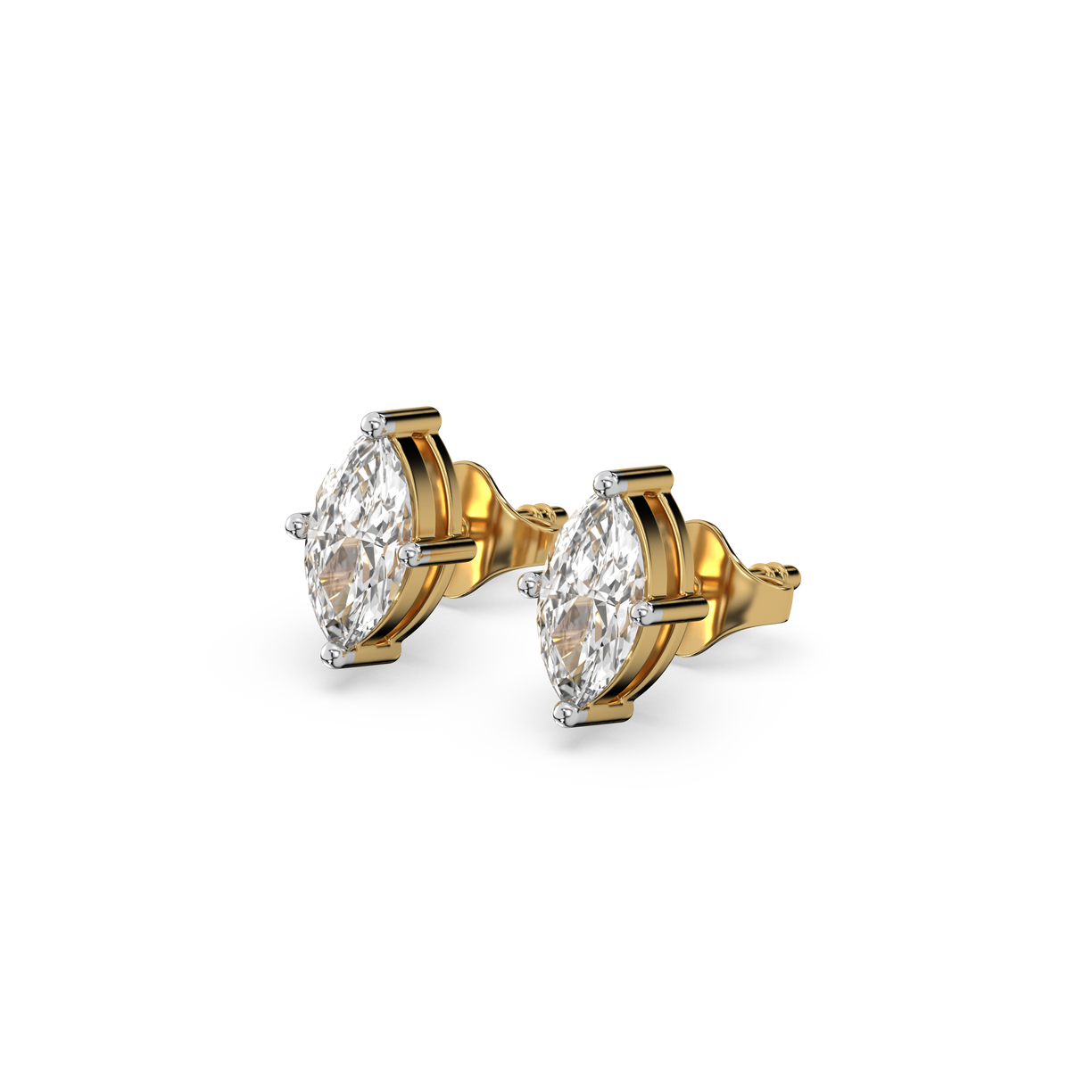 Astra Marquise - Pure Gold Lab Diamond Solitaire Stud Earrings