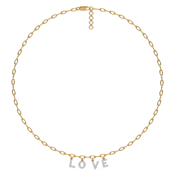 Lukson Love Letter Charm 18kt Gold Vermeil Lab Grown Diamond Necklace 