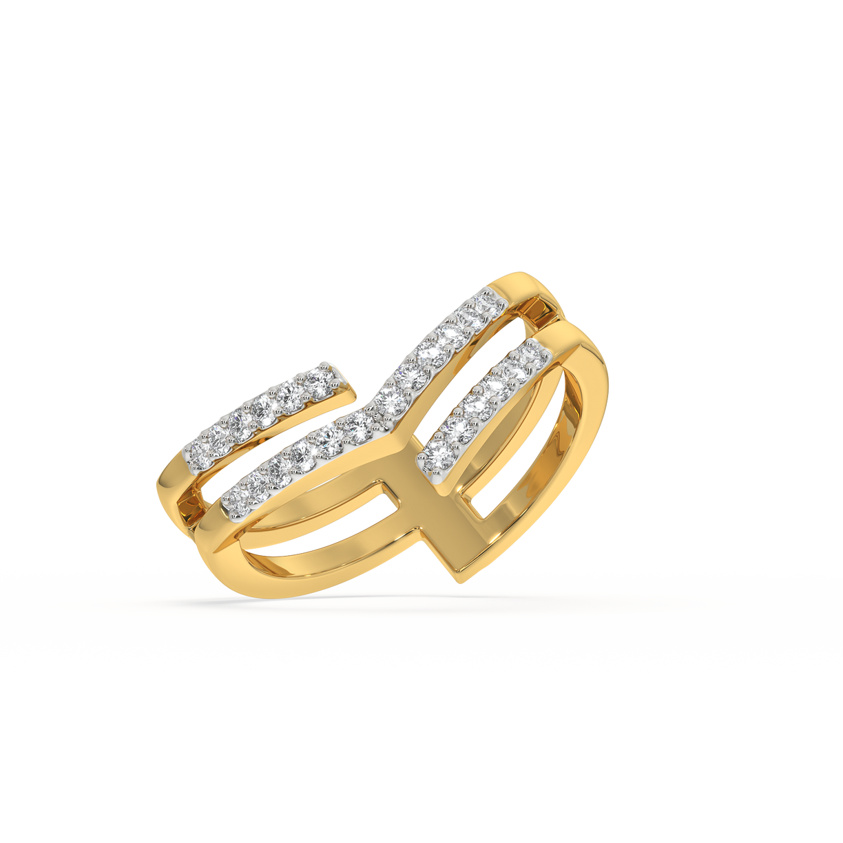 Edge Bold Cocktail Ring- 18kt Gold Vermeil Lab Grown Diamond Ring