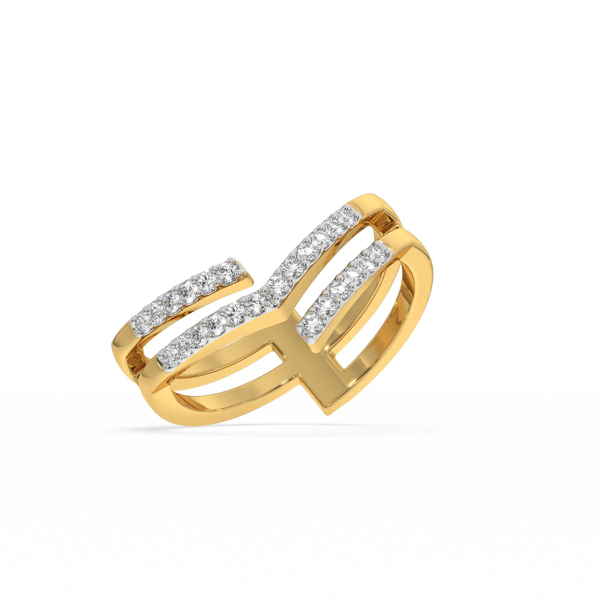Edge Bold Cocktail Ring- 18kt Gold Vermeil Lab Grown Diamond Ring