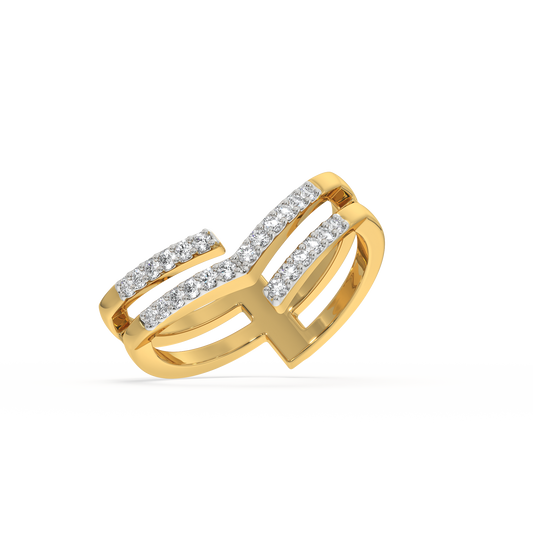 Edge Bold Cocktail Ring- 18kt Gold Vermeil Lab Grown Diamond Ring