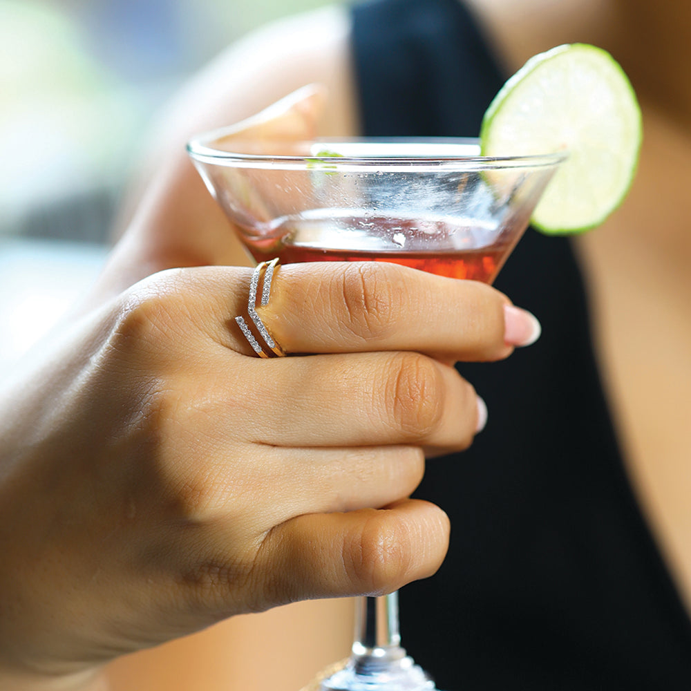 Edge Bold Cocktail Ring- 18kt Gold Vermeil Lab Grown Diamond Ring