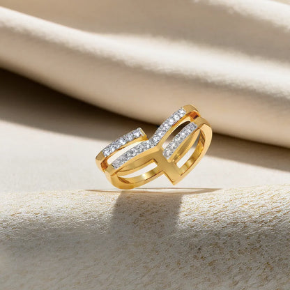 Edge Bold Cocktail Ring- 18kt Gold Vermeil Lab Grown Diamond Ring