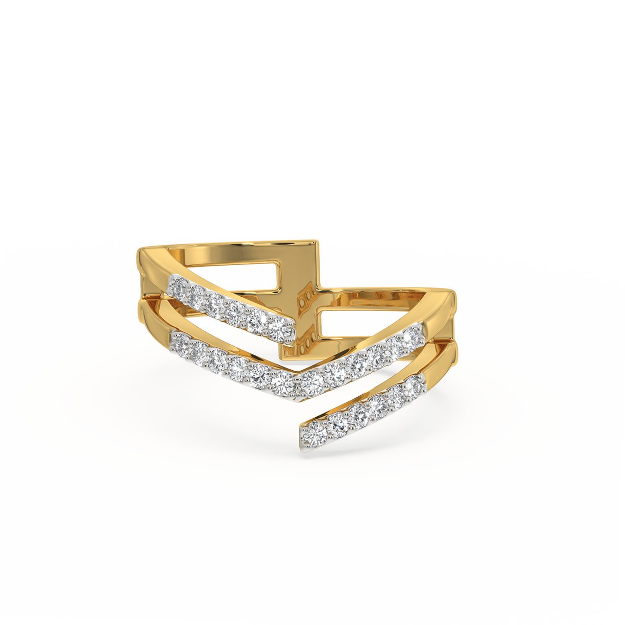 Edge Bold Cocktail Ring- 18kt Gold Vermeil Lab Grown Diamond Ring
