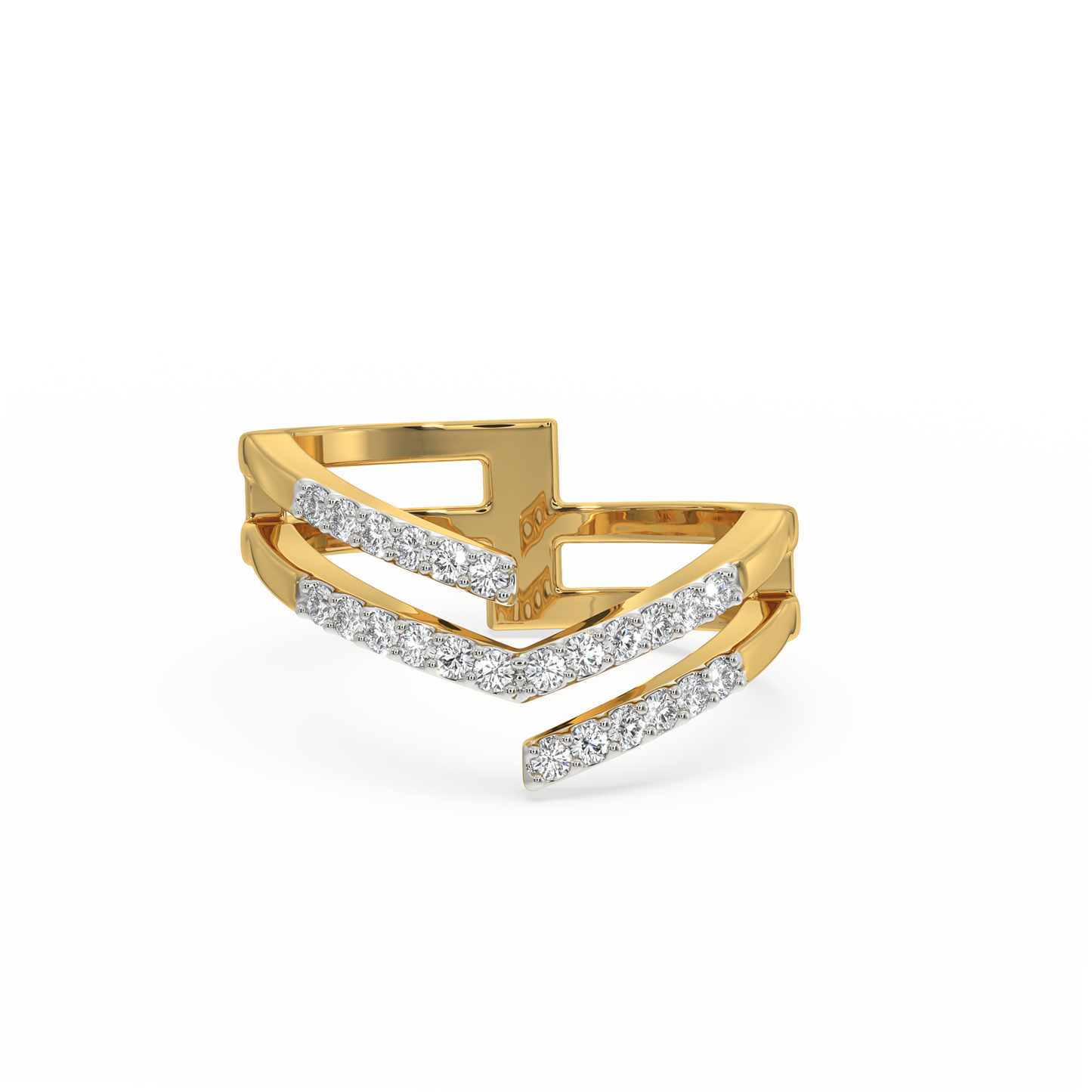 Edge Bold Cocktail Ring- 18kt Gold Vermeil Lab Grown Diamond Ring