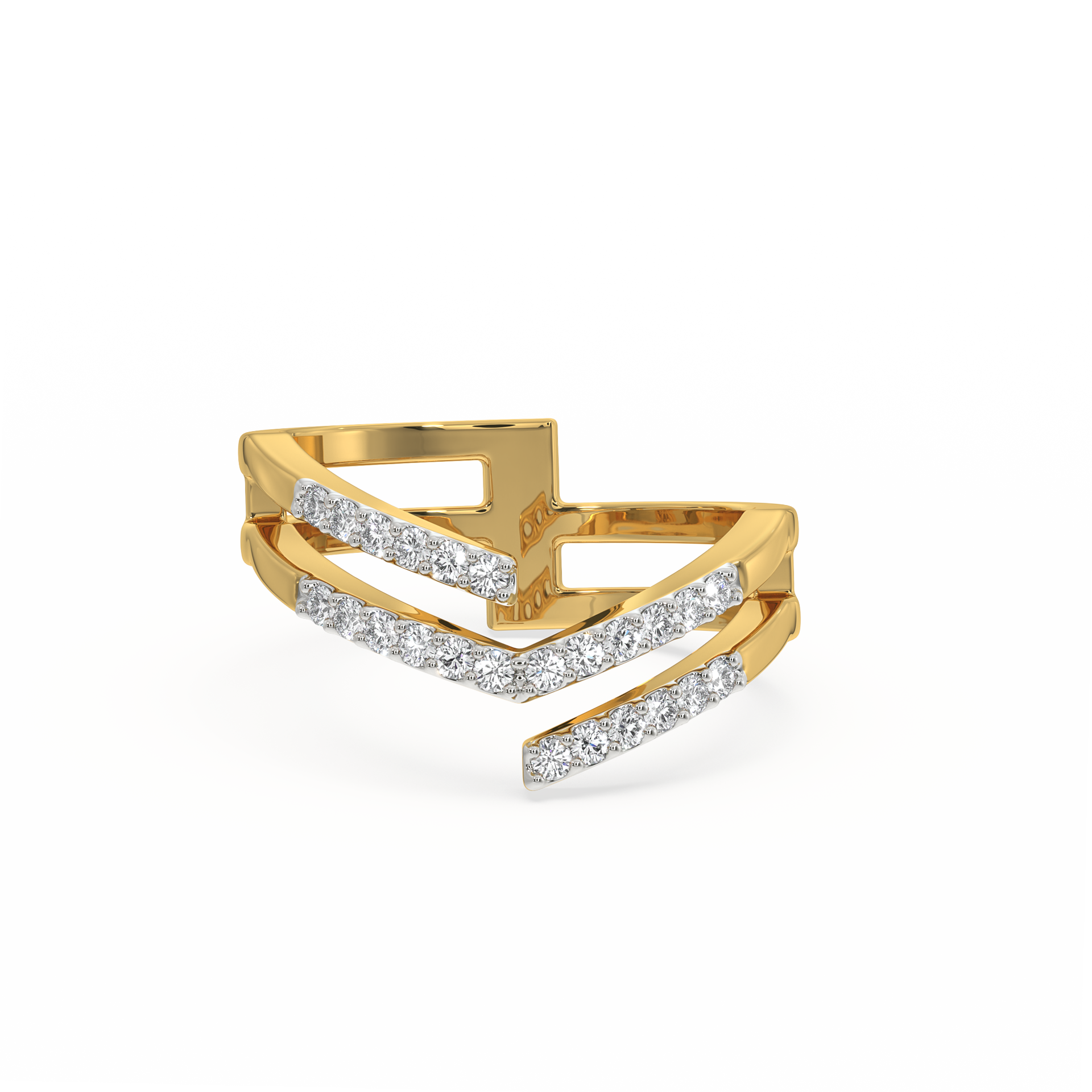 Edge Bold Cocktail Ring- 18kt Gold Vermeil Lab Grown Diamond Ring
