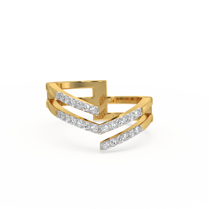 Edge Bold Cocktail Ring- 18kt Gold Vermeil Lab Grown Diamond Ring