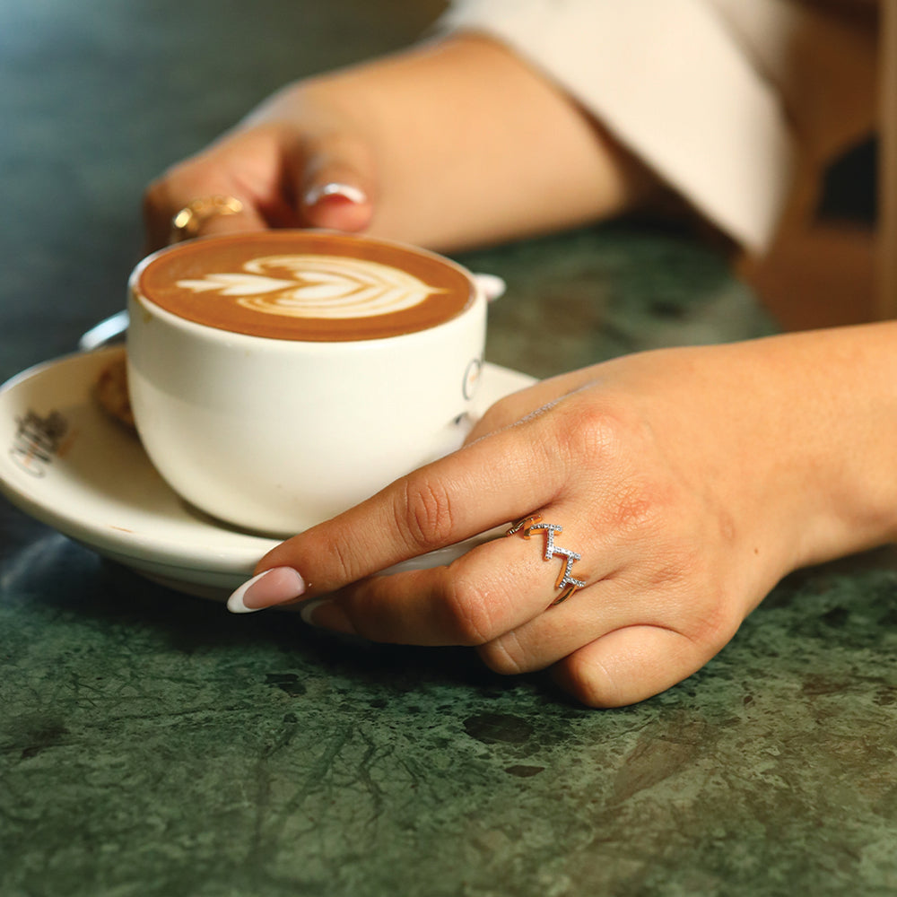 Edgy Dazzle Cocktail Ring-18kt Gold Vermeil Lab Grown Diamond Ring