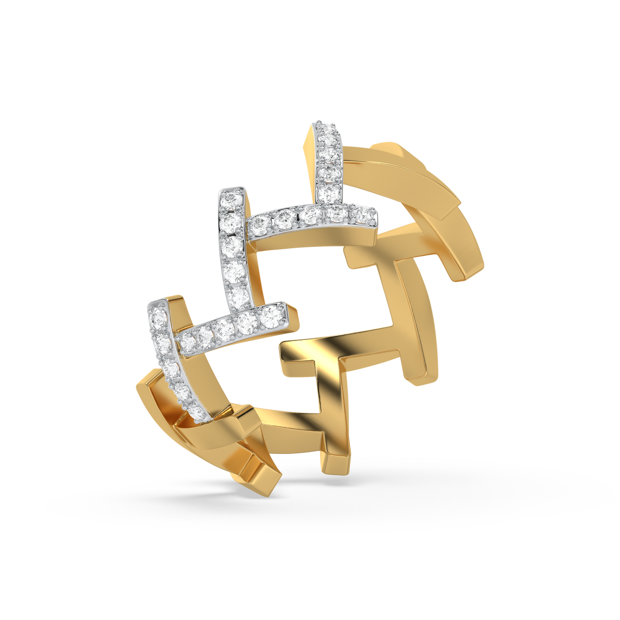 Edgy Dazzle Cocktail Ring-18kt Gold Vermeil Lab Grown Diamond Ring