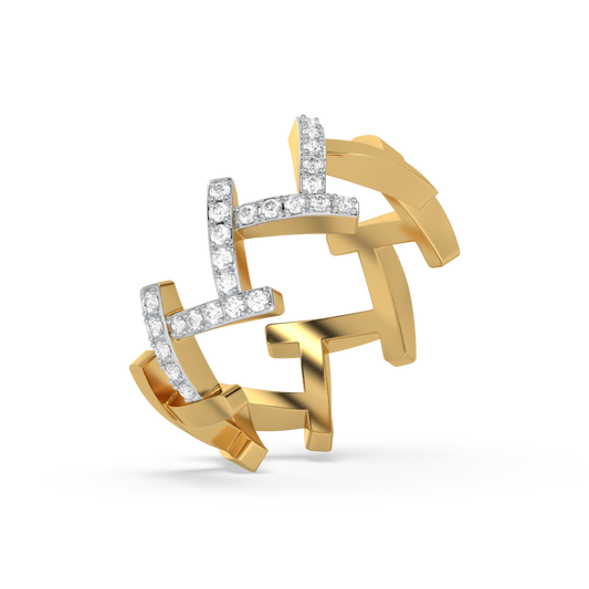Edgy Dazzle Cocktail Ring-18kt Gold Vermeil Lab Grown Diamond Ring
