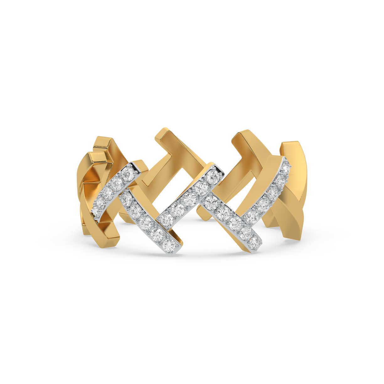 Edgy Dazzle Cocktail Ring-18kt Gold Vermeil Lab Grown Diamond Ring