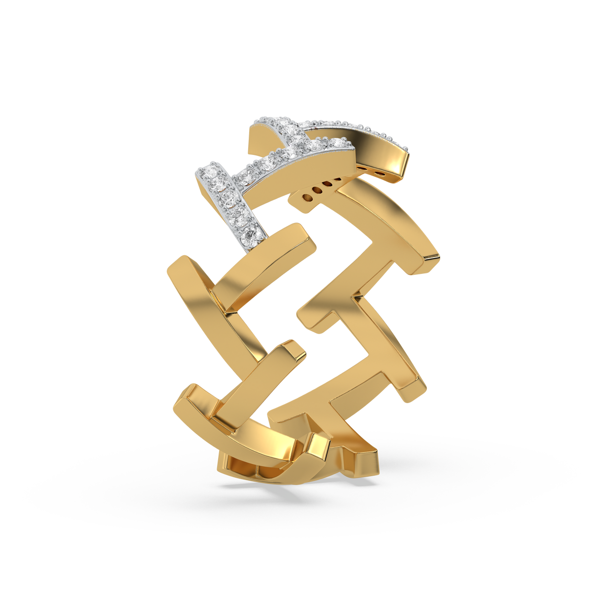 Edgy Dazzle Cocktail Ring-18kt Gold Vermeil Lab Grown Diamond Ring