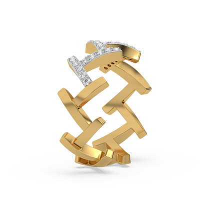 Edgy Dazzle Cocktail Ring-18kt Gold Vermeil Lab Grown Diamond Ring