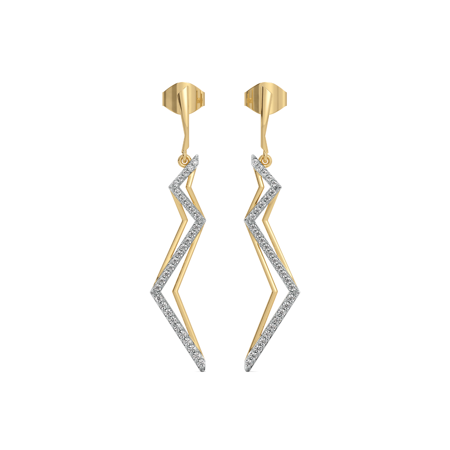 Edgy Dazzle Drops - 18kt Gold Vermeil Lab Grown Diamond Earrings