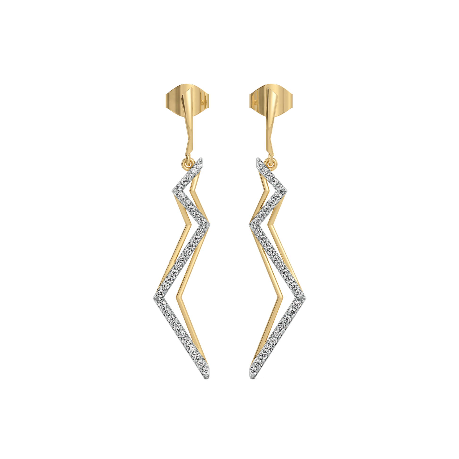 Edgy Dazzle Drops - 18kt Gold Vermeil Lab Grown Diamond Earrings