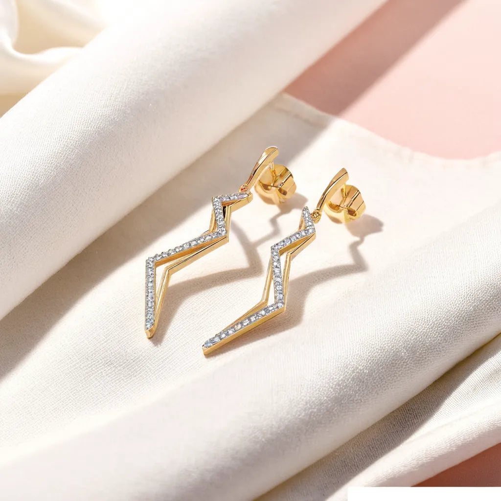 Edgy Dazzle Drops - 18kt Gold Vermeil Lab Grown Diamond Earrings
