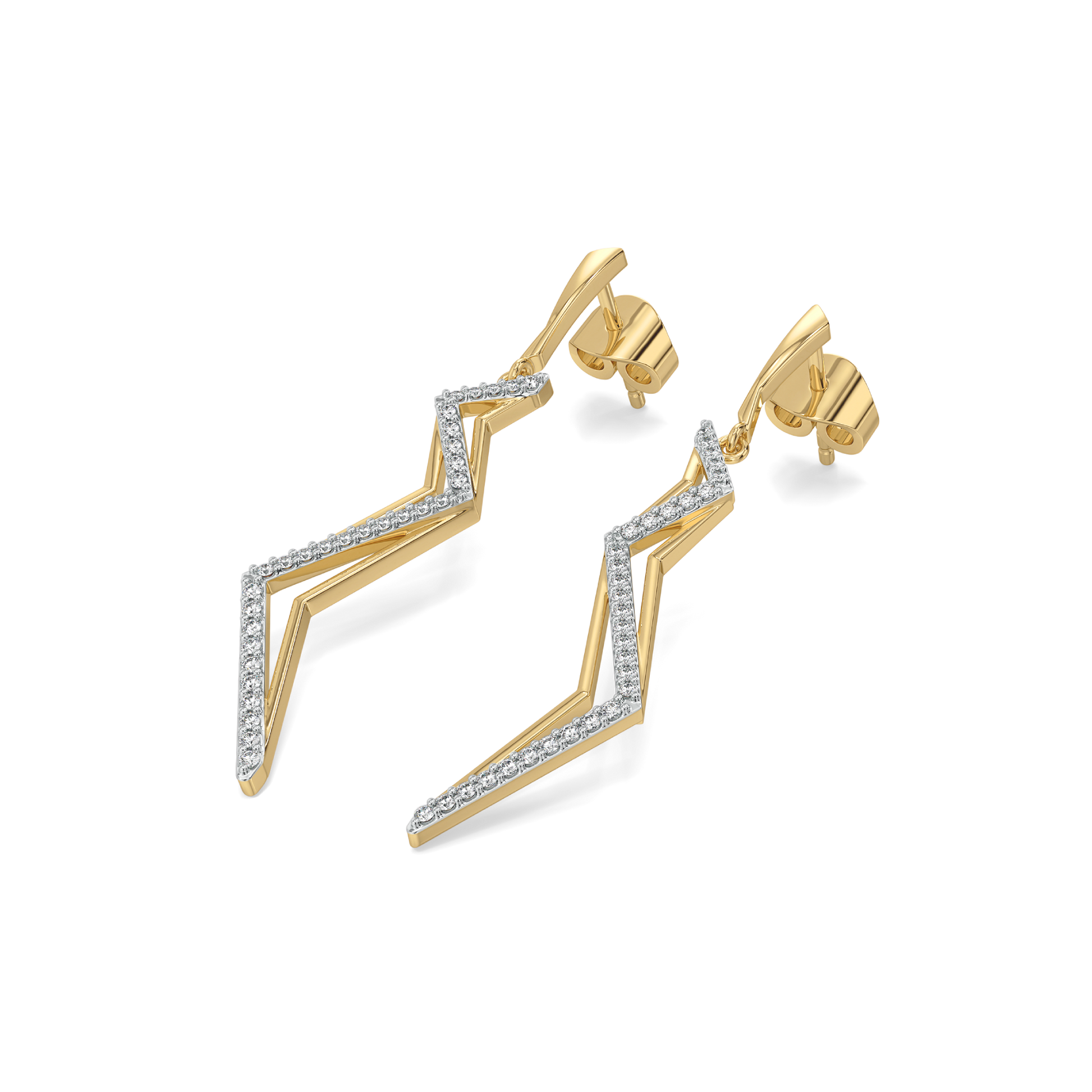 Edgy Dazzle Drops - 18kt Gold Vermeil Lab Grown Diamond Earrings