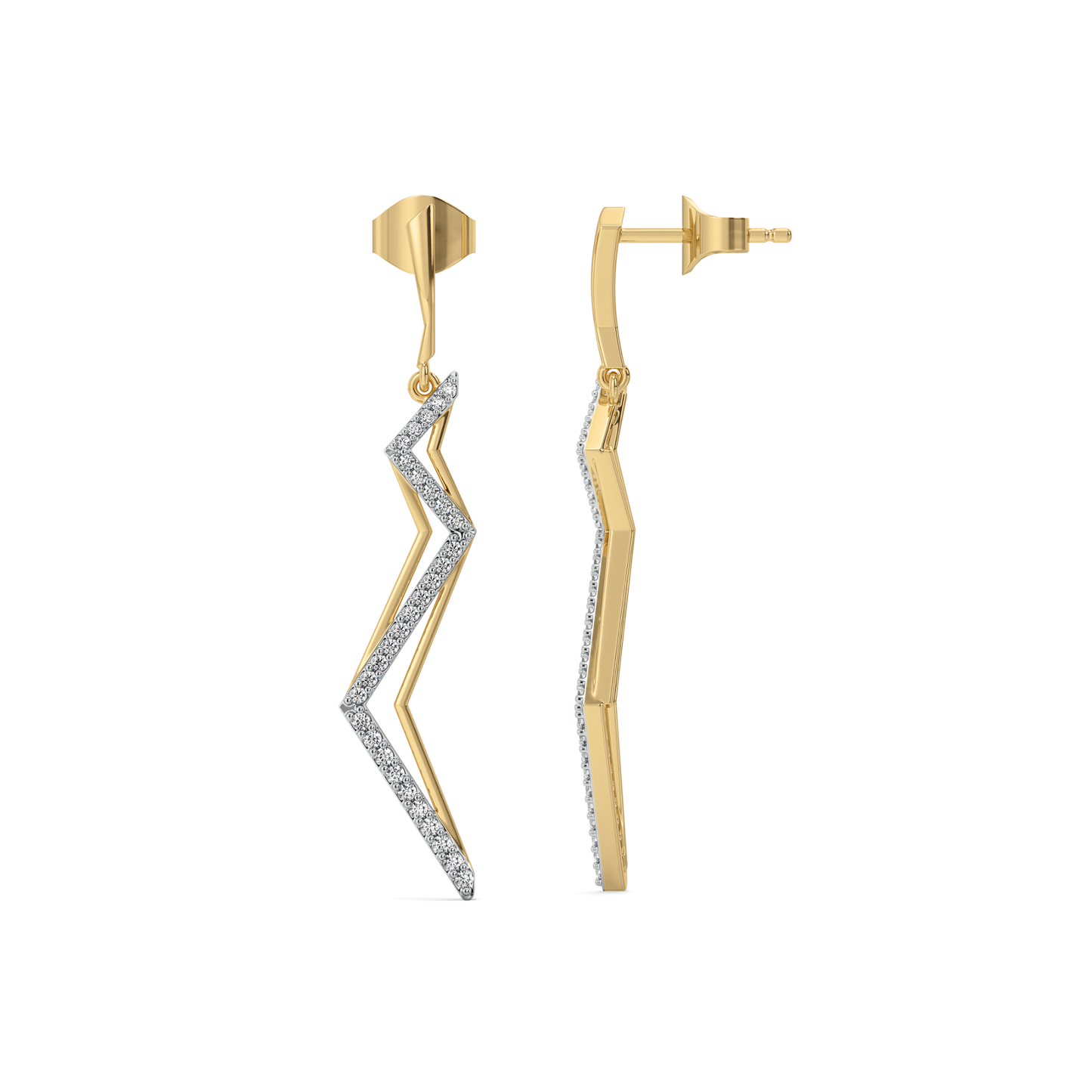 Edgy Dazzle Drops - 18kt Gold Vermeil Lab Grown Diamond Earrings