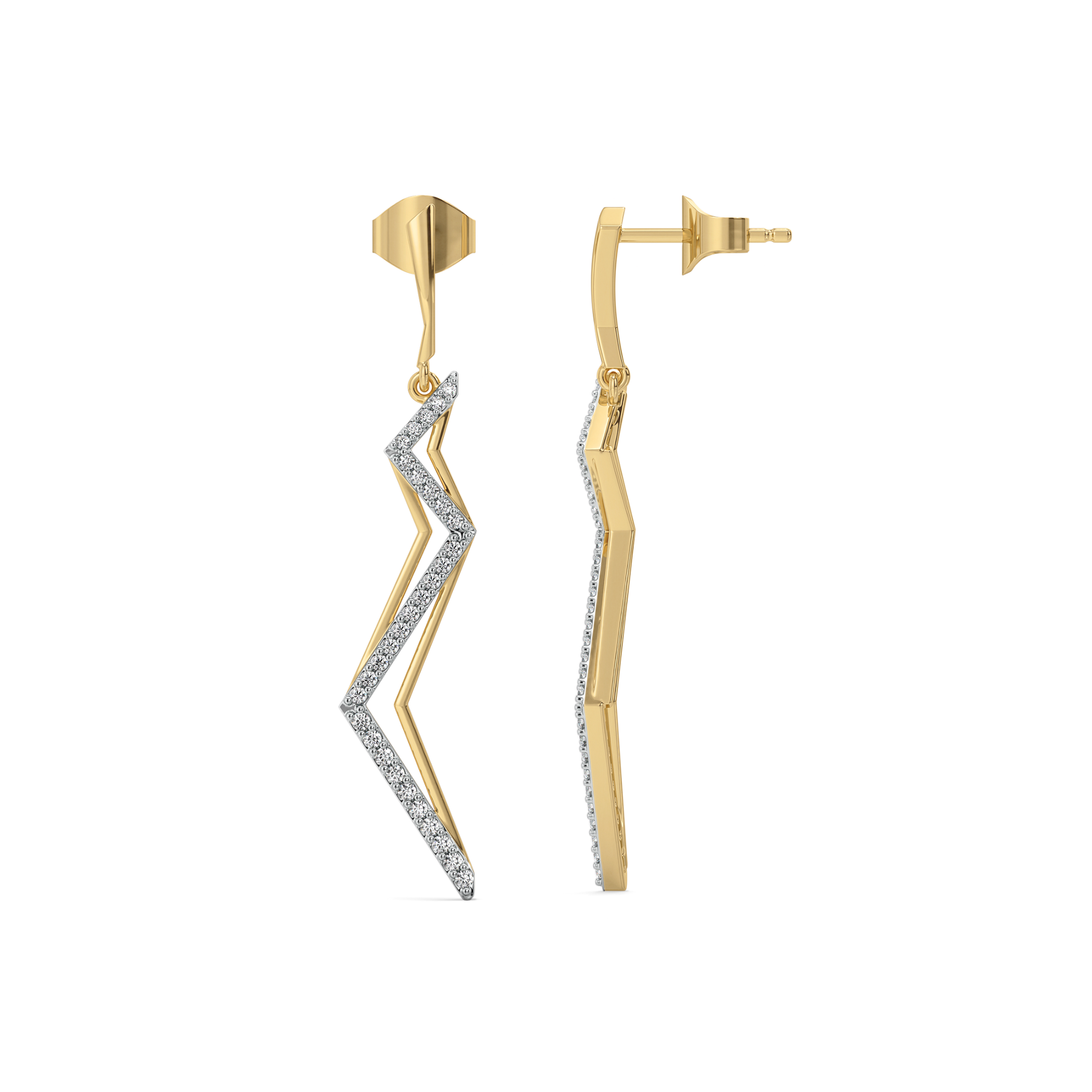 Edgy Dazzle Drops - 18kt Gold Vermeil Lab Grown Diamond Earrings