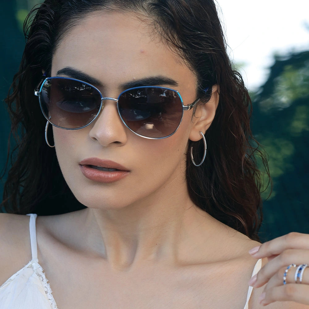 Blue Haze - Lab Diamond Hoop Earrings