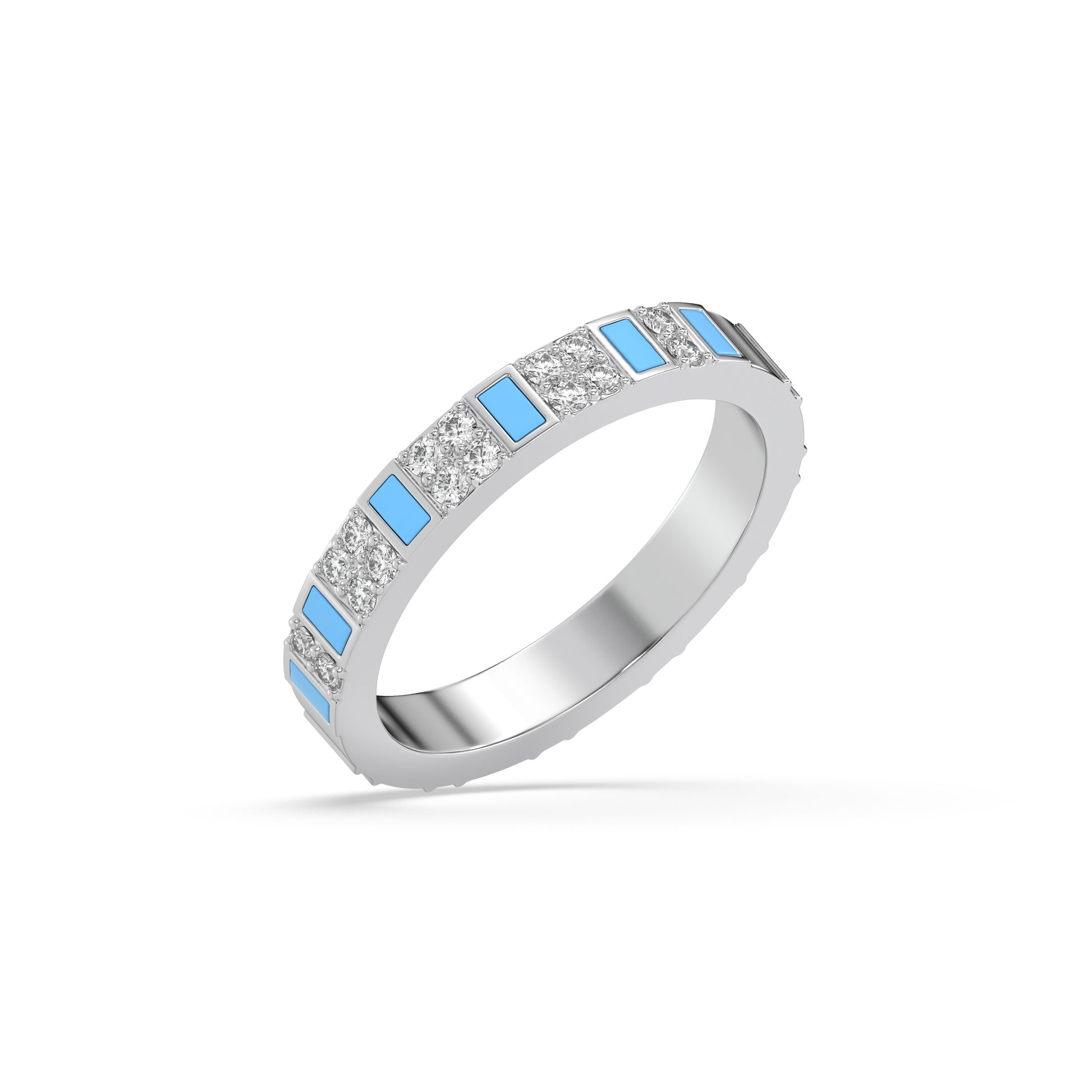 Enamel Horizon Ring - 925 Sterling Silver Lab Grown Diamond