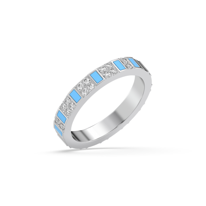 Enamel Horizon Ring - 925 Sterling Silver Lab Grown Diamond