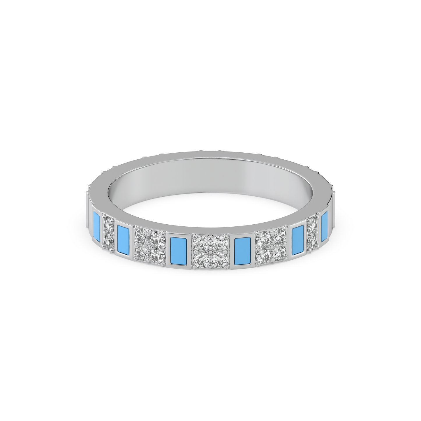 Enamel Horizon Ring - 925 Sterling Silver Lab Grown Diamond
