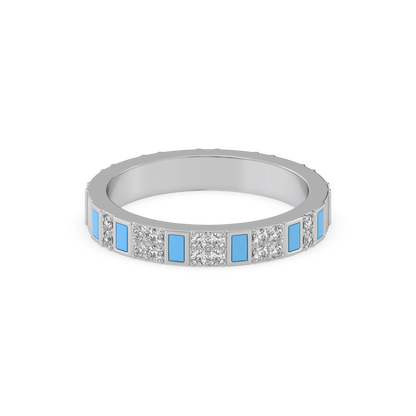 Enamel Horizon Ring - 925 Sterling Silver Lab Grown Diamond