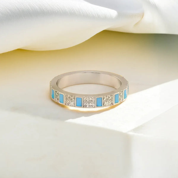 Lukson Enamel Lab Grown Diamond Horizon Ring for Women