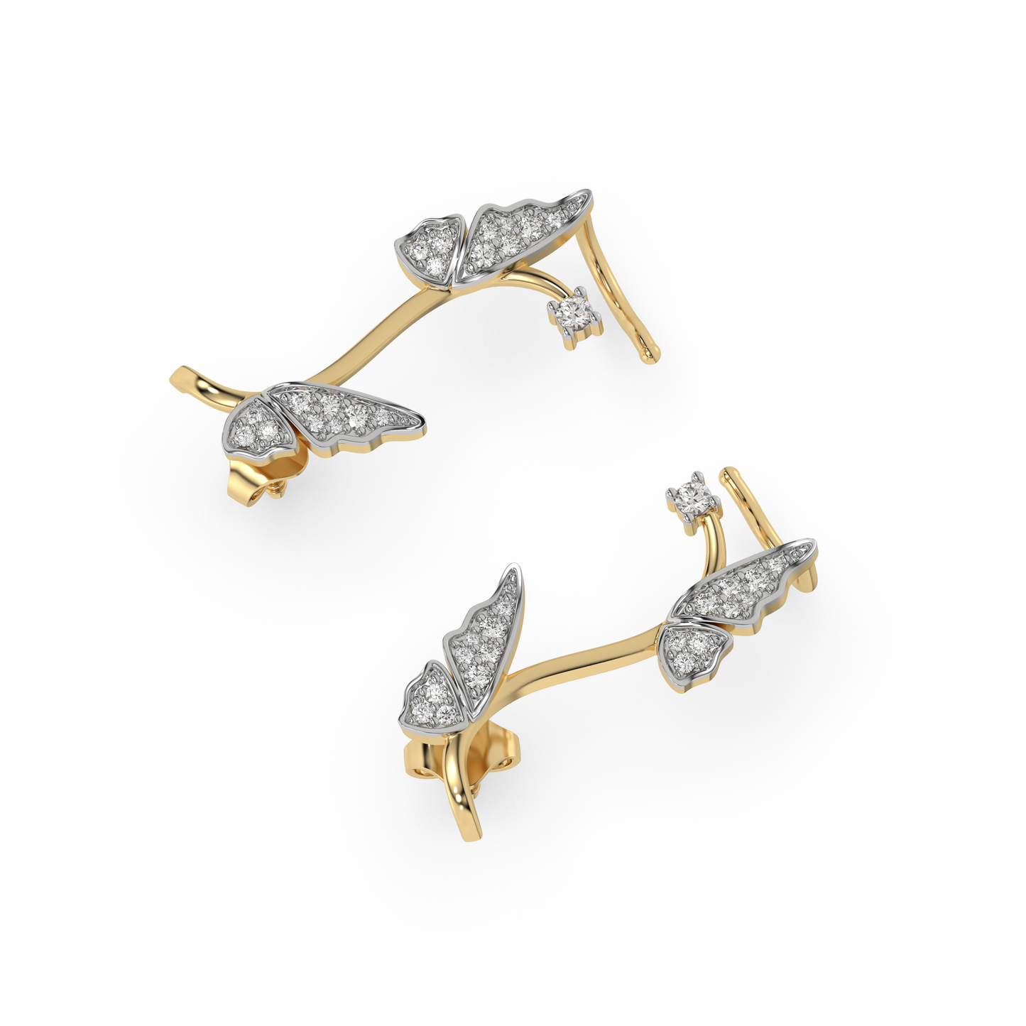 Enchanted Butterfly Cuffs - 18kt Gold Vermeil Lab Grown Diamond Earrings