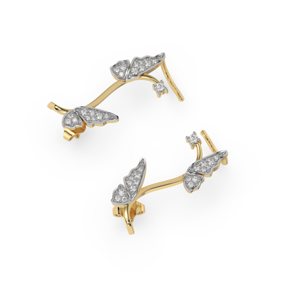 Enchanted Butterfly Cuffs - 18kt Gold Vermeil Lab Grown Diamond Earrings