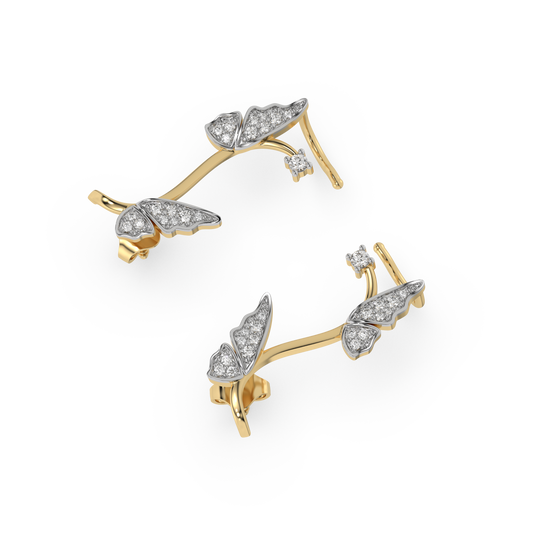 Enchanted Butterfly Cuffs - 18kt Gold Vermeil Lab Grown Diamond Earrings