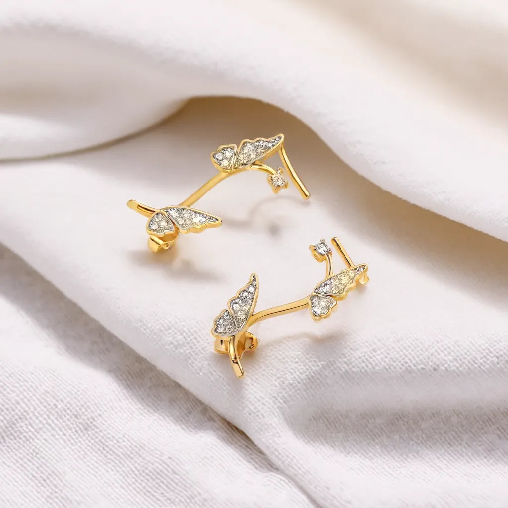 Enchanted Butterfly Cuffs - 18kt Gold Vermeil Lab Grown Diamond Earrings