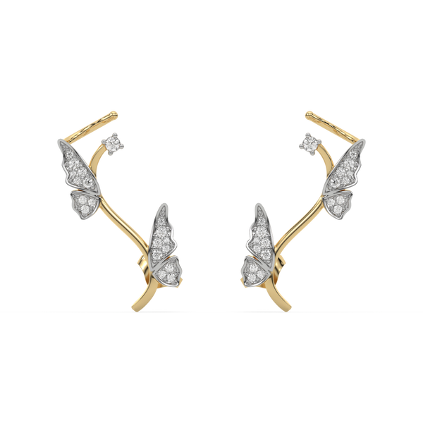  Enchanted Butterfly Lab Diamond Cuff Earrings - Lukson