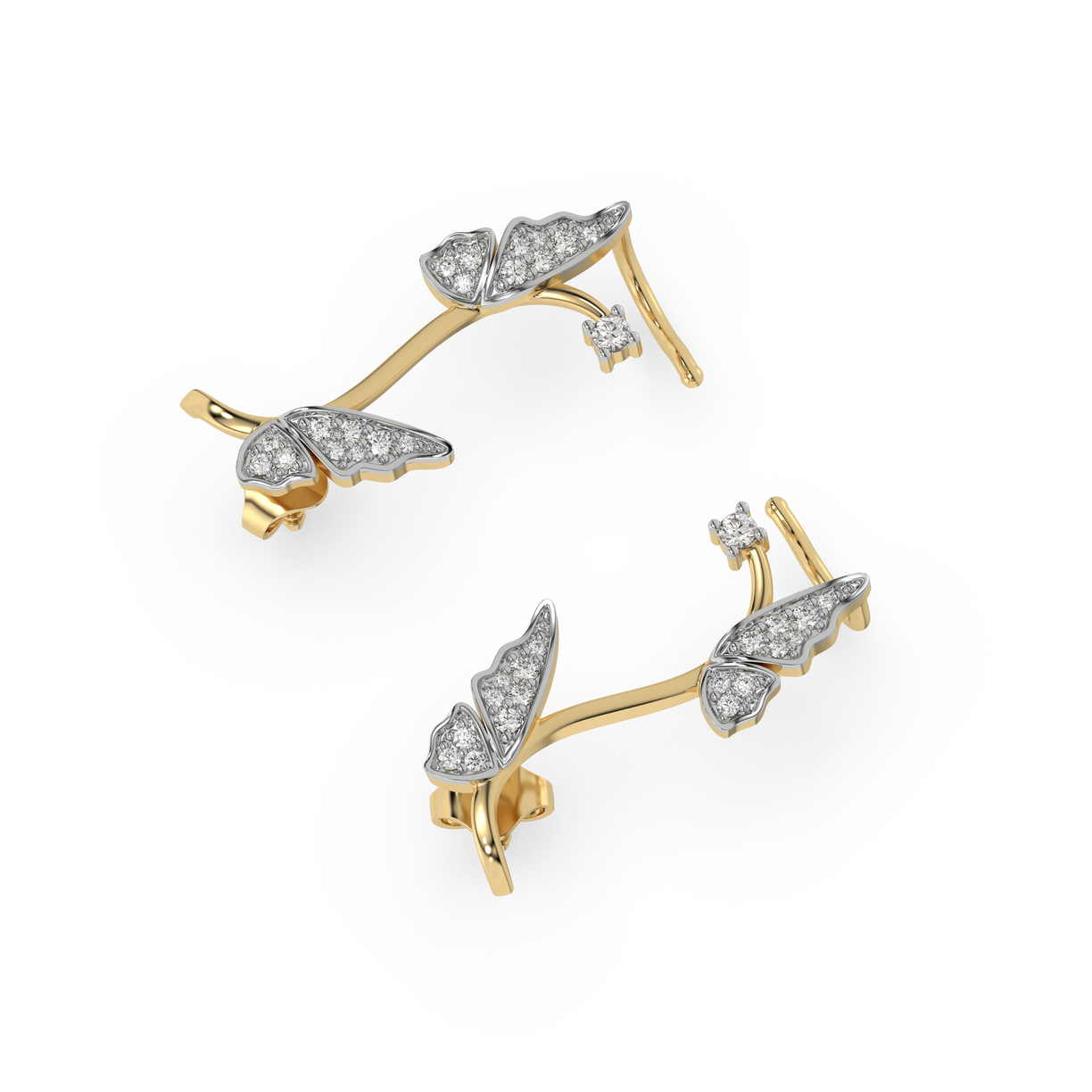 Enchanted Butterfly - Lab Diamond Cuff Earrings