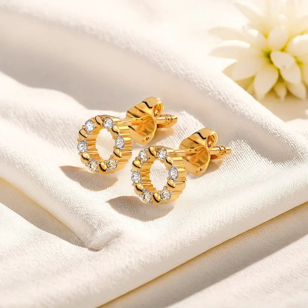 Eternal Circle  Studs - 18kt Gold Vermeil Lab Grown Diamond Earrings