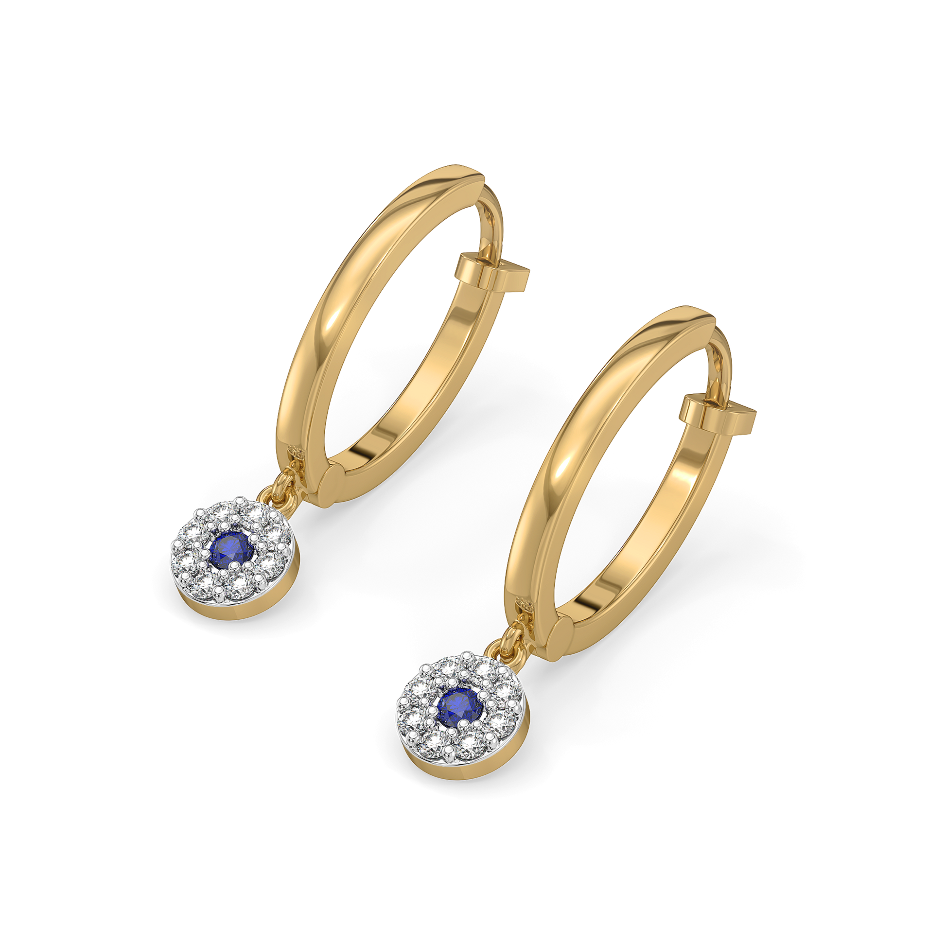 Evil Eye Huggies - 18kt Gold Vermeil Lab Grown Diamond Earrings