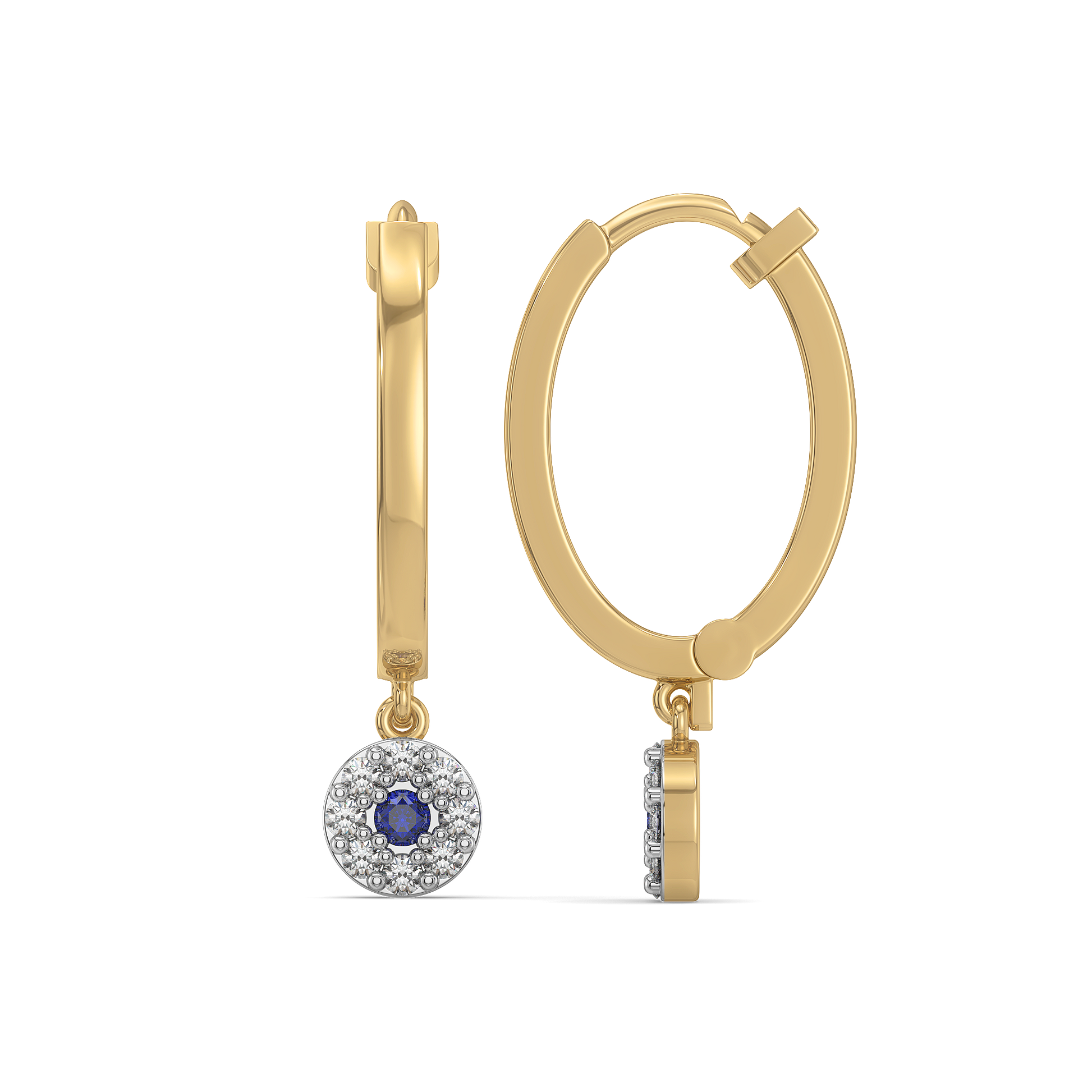 Evil Eye Huggies - 18kt Gold Vermeil Lab Grown Diamond Earrings