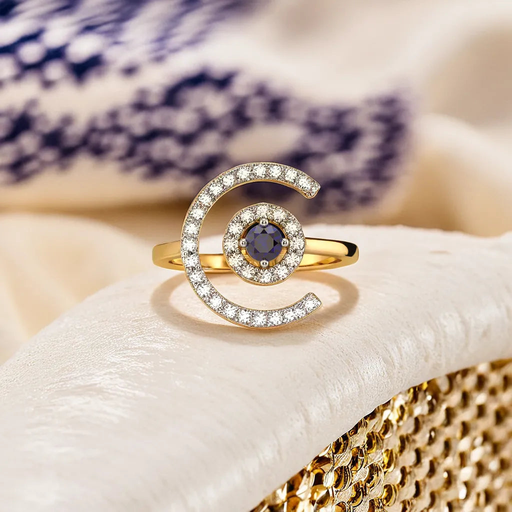 Evil Eye Ring-18kt Gold Vermeil Lab Grown Diamond Ring