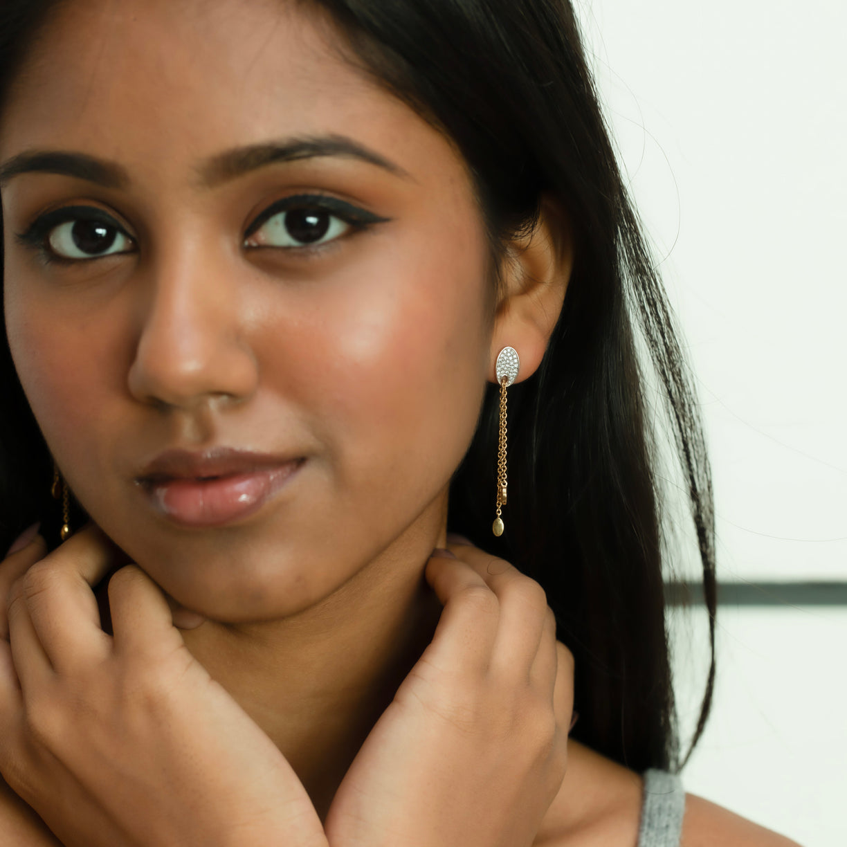 FlexiLink Drop Earrings - 18kt Gold Vermeil Lab Grownd Diamond