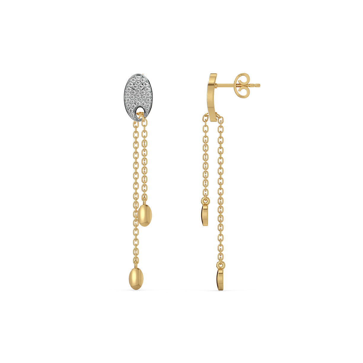 FlexiLink Drop Earrings - 18kt Gold Vermeil Lab Grownd Diamond