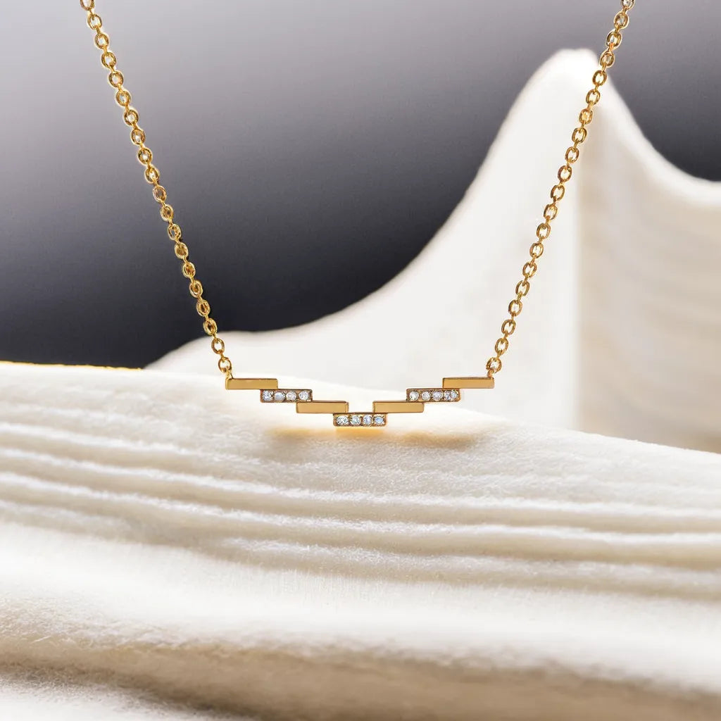 Floating Staircase - 18kt Gold Vermeil Lab Grown Diamond Necklace 