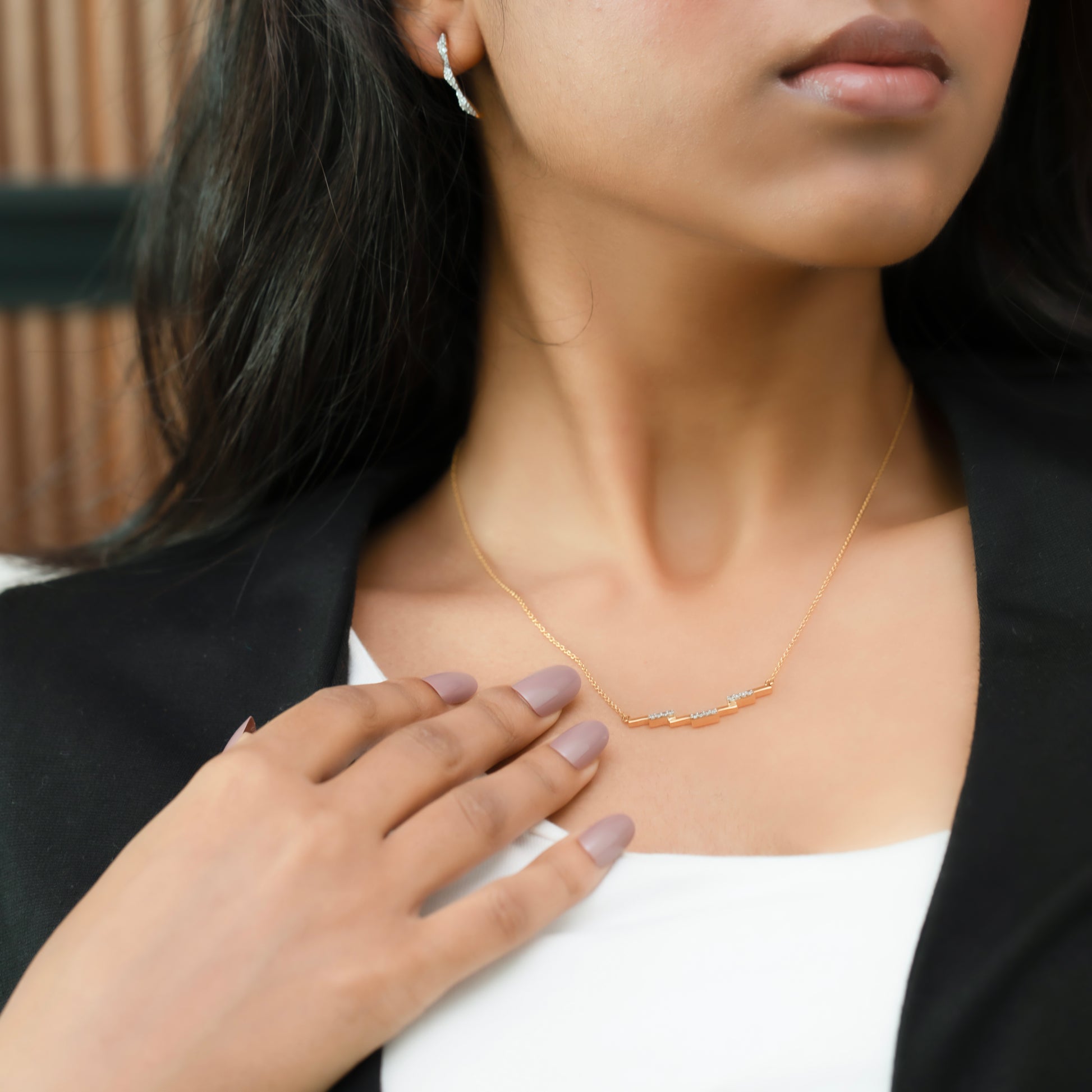 Floating Staircase - 18kt Gold Vermeil Lab Grown Diamond Necklace 