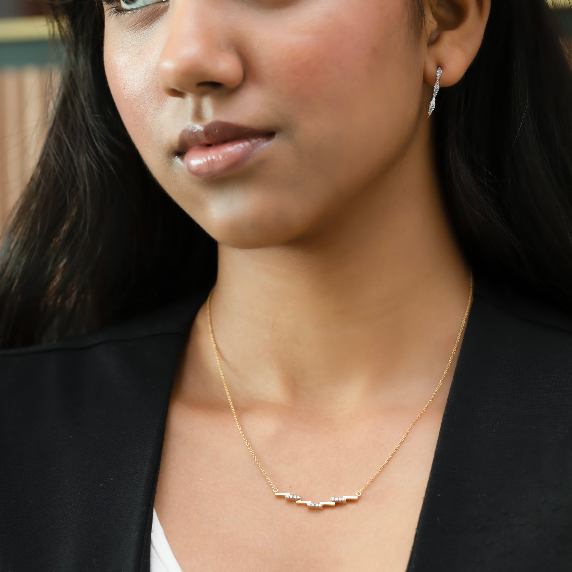 Floating Staircase - 18kt Gold Vermeil Lab Grown Diamond Necklace 