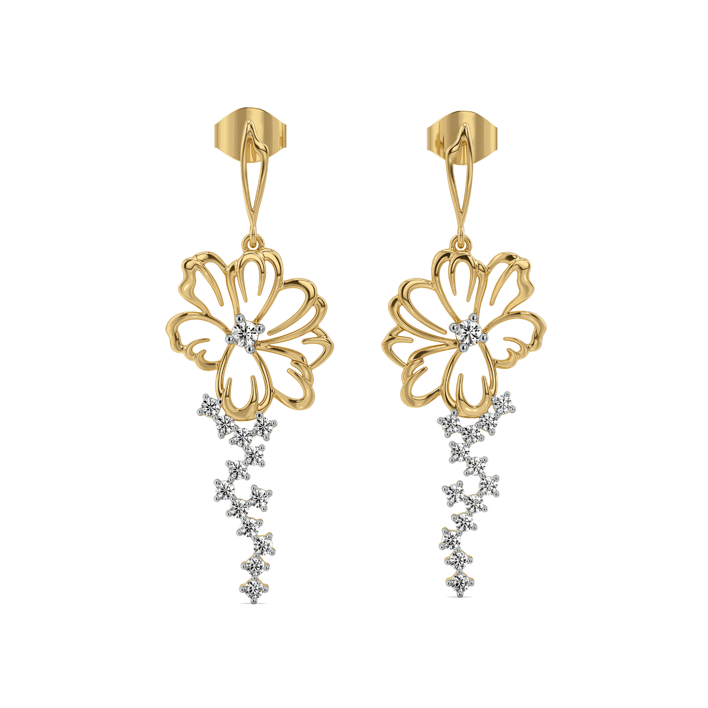 Flora Dewdrops - 18kt Gold Vermeil Lab Grown Diamond Earrings
