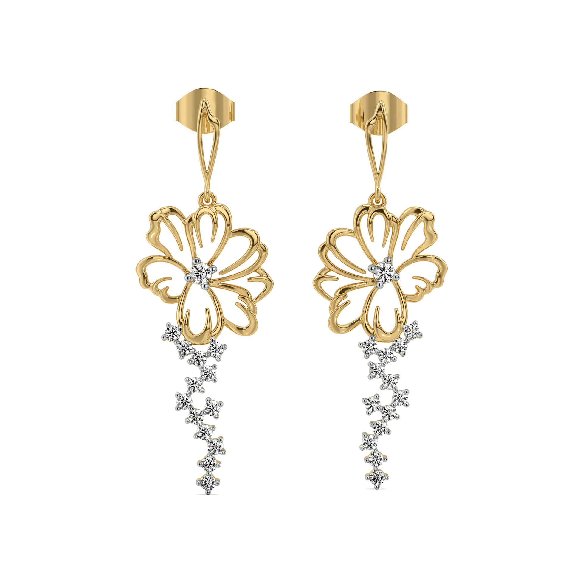 Flora Dewdrops - 18kt Gold Vermeil Lab Grown Diamond Earrings