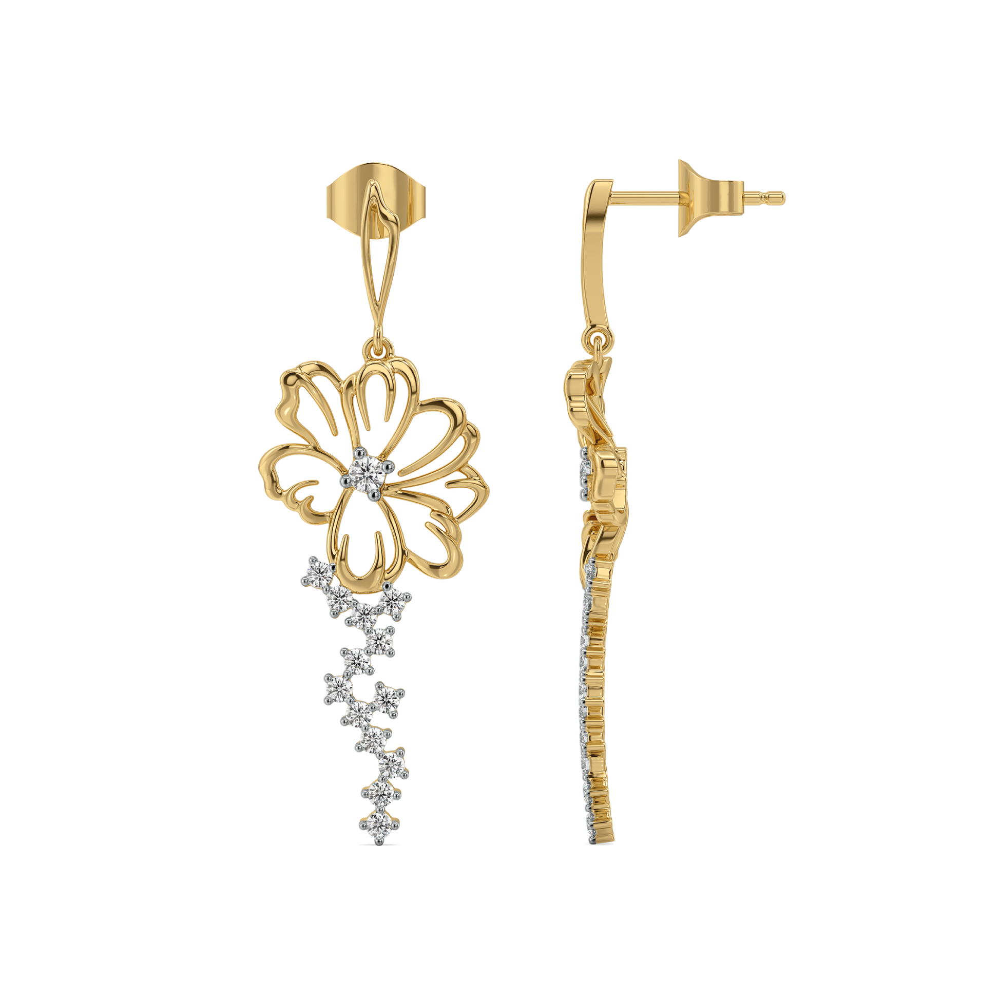 Flora Dewdrops - 18kt Gold Vermeil Lab Grown Diamond Earrings
