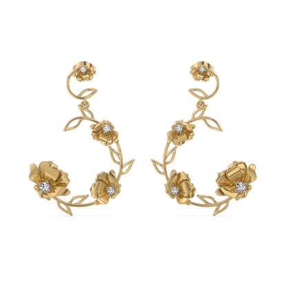 Floral Symphony Drops - 18kt Gold Vermeil Lab Grown Diamond Earrings