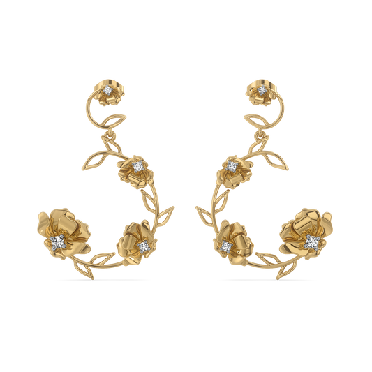 Floral Symphony Drops - 18kt Gold Vermeil Lab Grown Diamond Earrings